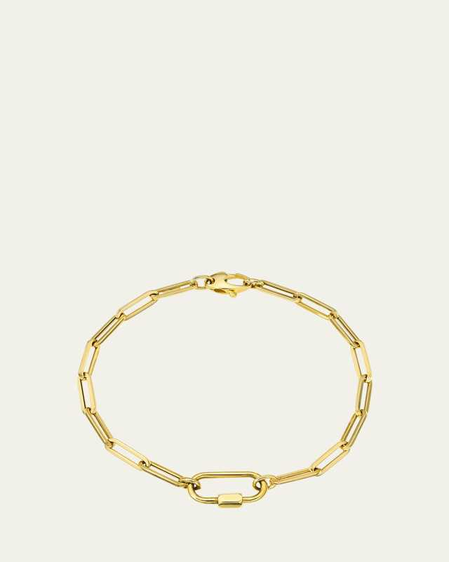 14K Yellow Gold Large Paper Clip Chain Bracelet